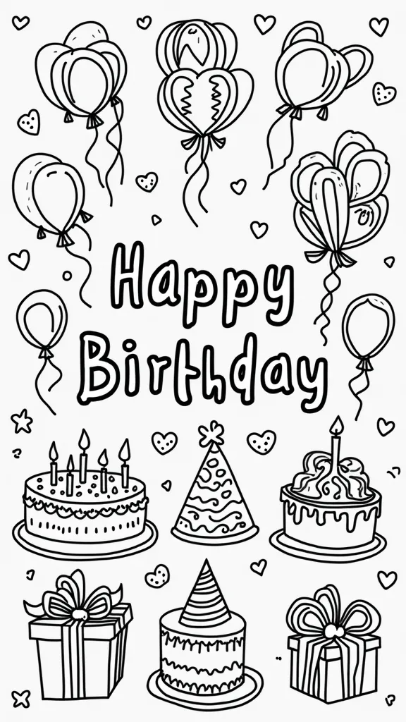 coloriage joyeux anniversaire pdf imprimable